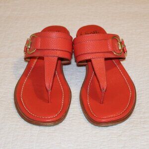 Sofft Women’s Size 11 Fernanda Leather Thong Sandal Coral Clean EUC